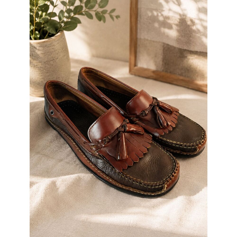 JOHNSTON & MURPHY Aragon II 2 Tone Brown Kiltie Tassel Loafers Men Sz 8M